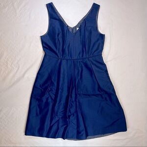J Crew Fit & Flare Kami Dress in Classic Faille Navy Blue Sleeveless 8